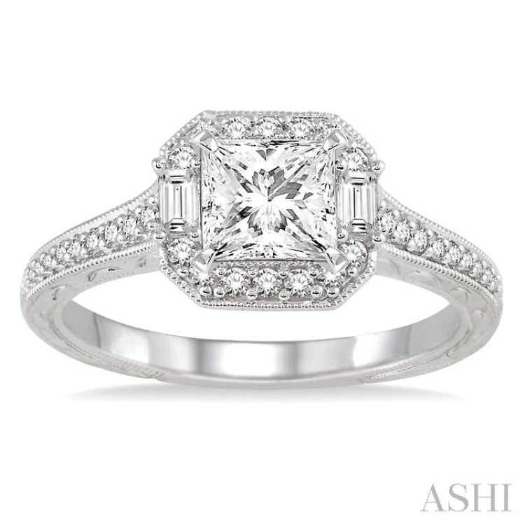 Princess Shape Halo Diamond Engagement Ring