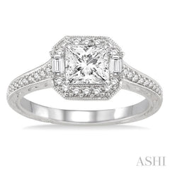 Princess Shape Halo Diamond Engagement Ring