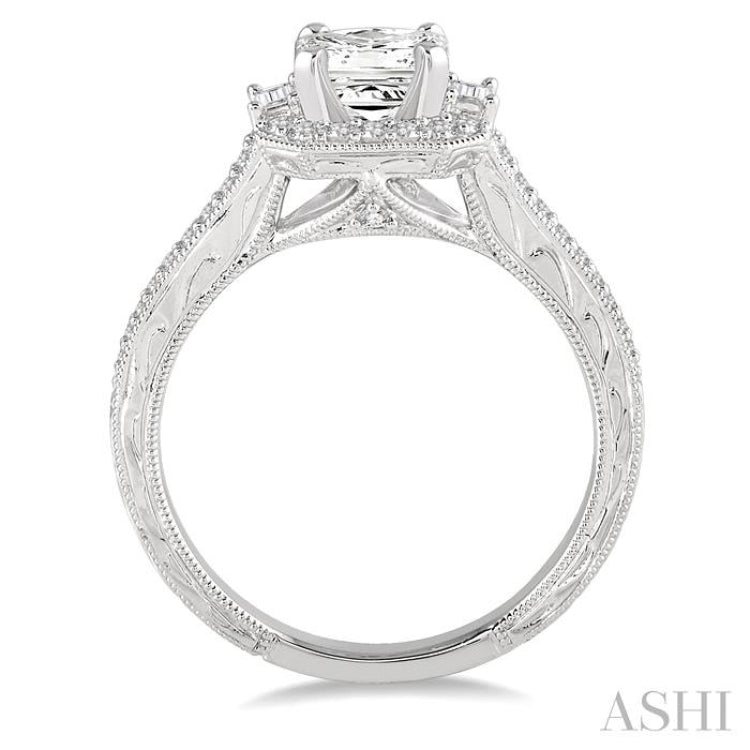 Princess Shape Halo Diamond Engagement Ring