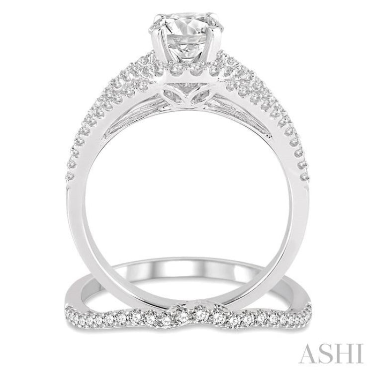 Round Shape Halo Diamond Wedding Set