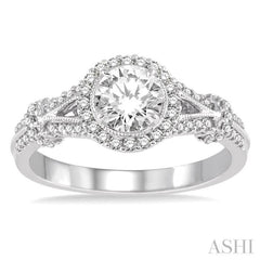 Round Shape Semi-Mount Halo Diamond Engagement Ring