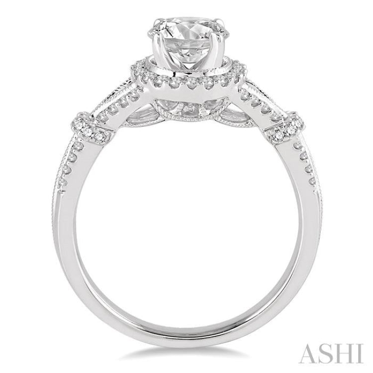 Round Shape Semi-Mount Halo Diamond Engagement Ring