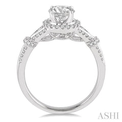 Round Shape Semi-Mount Halo Diamond Engagement Ring