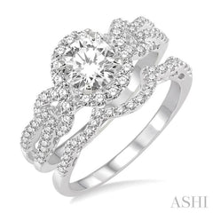 Round Shape Halo Diamond Wedding Set