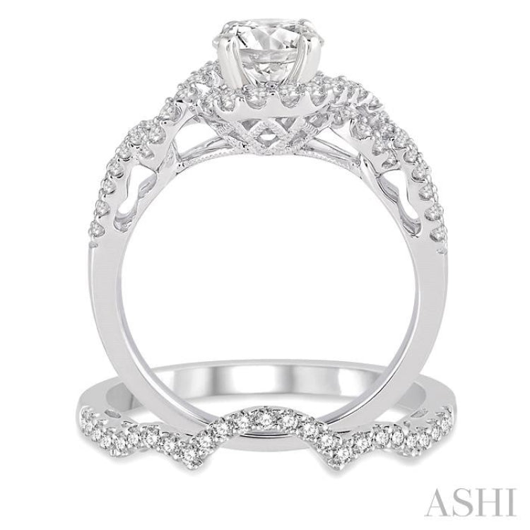 Round Shape Halo Diamond Wedding Set