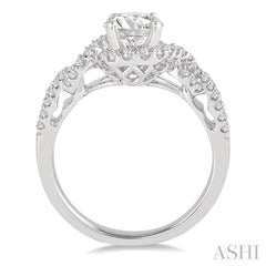 Round Shape Semi-Mount Halo Diamond Engagement Ring