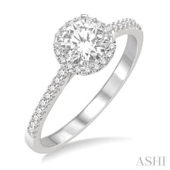 Round Shape Halo Diamond Engagement Ring