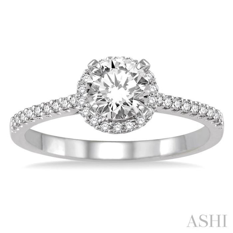 Round Shape Halo Diamond Engagement Ring