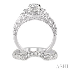 Round Shape Halo Diamond Wedding Set