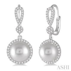 Pearl & Halo Diamond Fashion Earrings