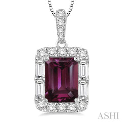 Emerald Shape Gemstone & Halo Diamond Pendant