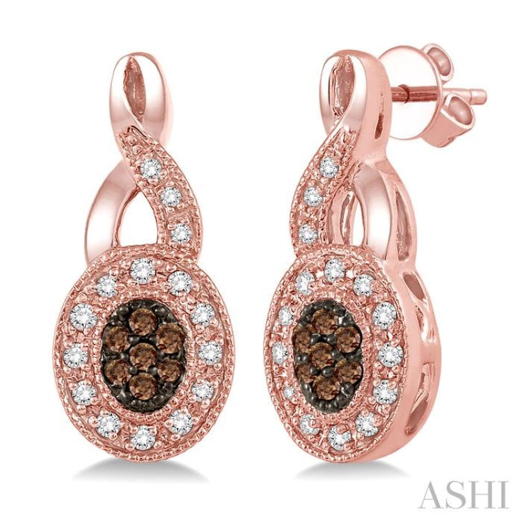 Oval Shape Champagne Diamond Earrings