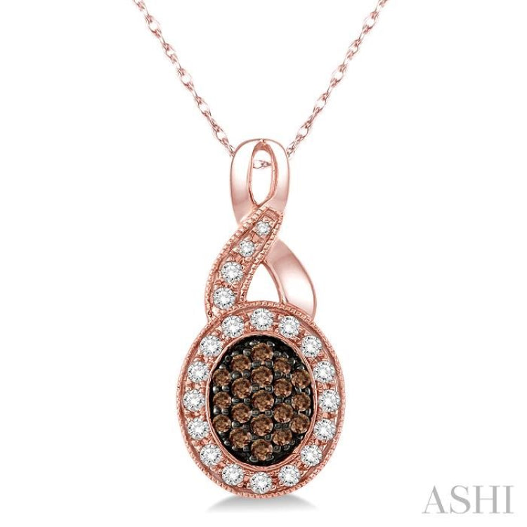 Oval Shape Champagne Halo Diamond Pendant