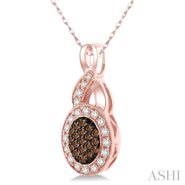 Oval Shape Champagne Halo Diamond Pendant