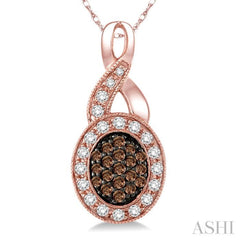 Oval Shape Champagne Halo Diamond Pendant