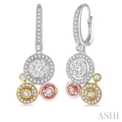 Round Shape Halo Lovebright Diamond Fashion Earrings