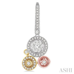 Round Shape Halo Lovebright Diamond Fashion Earrings