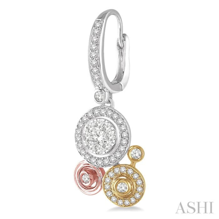 Round Shape Halo Lovebright Diamond Fashion Earrings