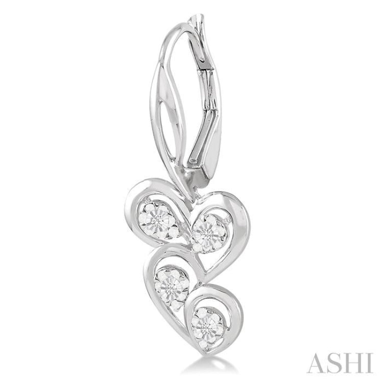 Silver Twice Heart Shape Diamond Fashion Earrings