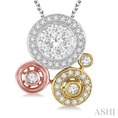 Round Shape Halo Lovebright Diamond Fashion Pendant