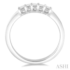 Princess Shape 5 Stone Diamond Wedding Band