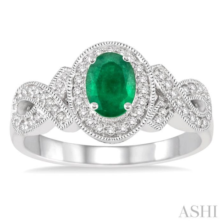 Oval Shape Gemstone & Halo Diamond Ring