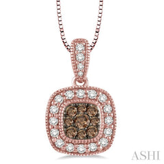 Cushion Shape Champagne Halo Diamond Fashion Pendant