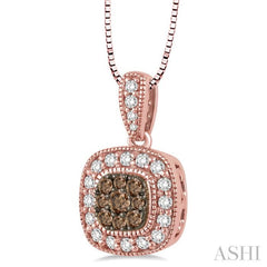 Cushion Shape Champagne Halo Diamond Fashion Pendant