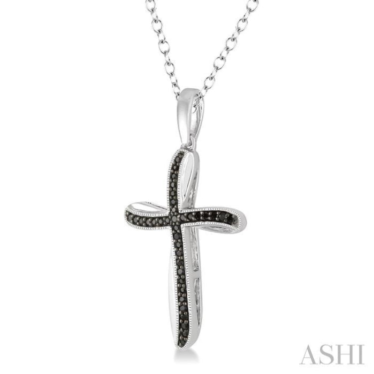 Silver Cross Black Diamond Pendant