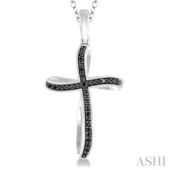 Silver Cross Black Diamond Pendant