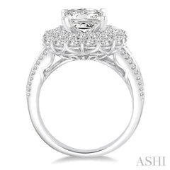 Princess Shape Semi-Mount Halo Diamond Engagement Ring