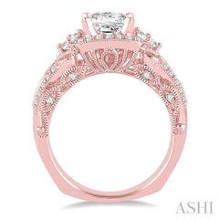 Princess Shape Semi-Mount Diamond Engagement Ring