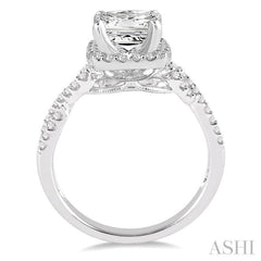 Princess Shape Semi-Mount Halo Diamond Engagement Ring