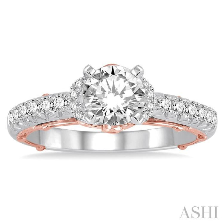 Round Shape Semi-Mount Diamond Engagement Ring