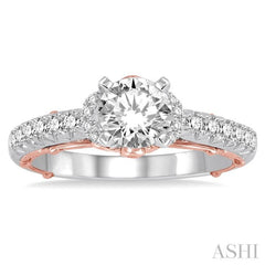 Round Shape Semi-Mount Diamond Engagement Ring