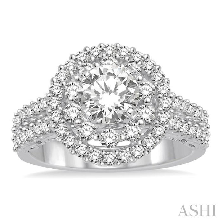 Round Shape Semi-Mount Halo Diamond Engagement Ring