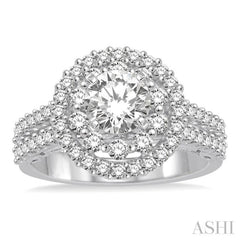 Round Shape Semi-Mount Halo Diamond Engagement Ring