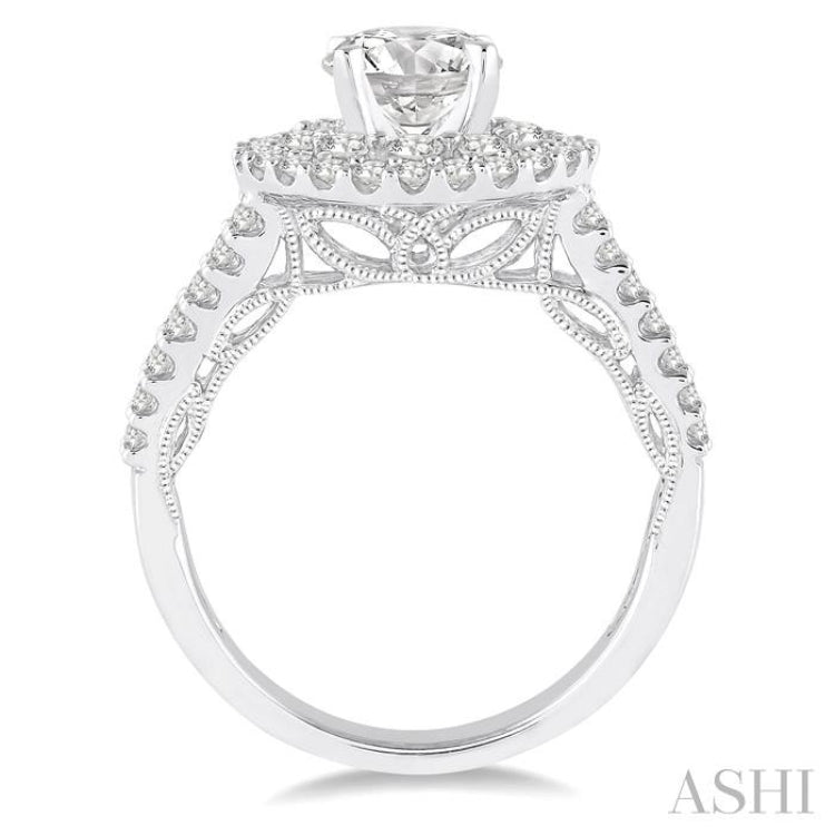 Round Shape Semi-Mount Halo Diamond Engagement Ring