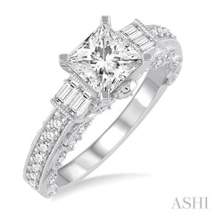 Princess Shape Semi-Mount Diamond Engagement Ring