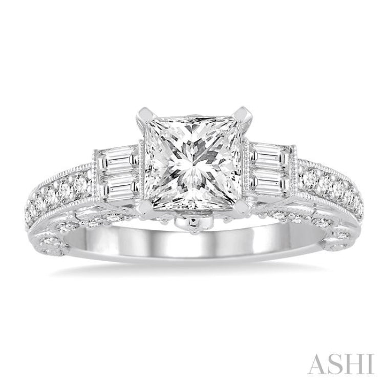 Princess Shape Semi-Mount Diamond Engagement Ring