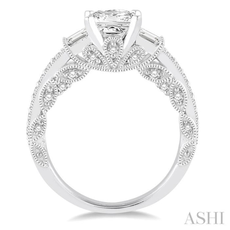 Princess Shape Semi-Mount Diamond Engagement Ring