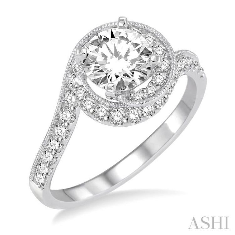 Round Shape Semi-Mount Diamond Engagement Ring