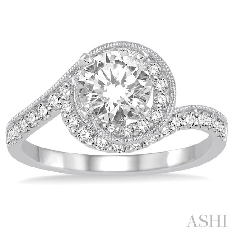 Round Shape Semi-Mount Diamond Engagement Ring