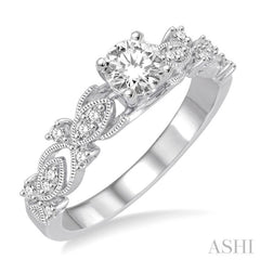 Round Shape Semi-Mount Diamond Engagement Ring