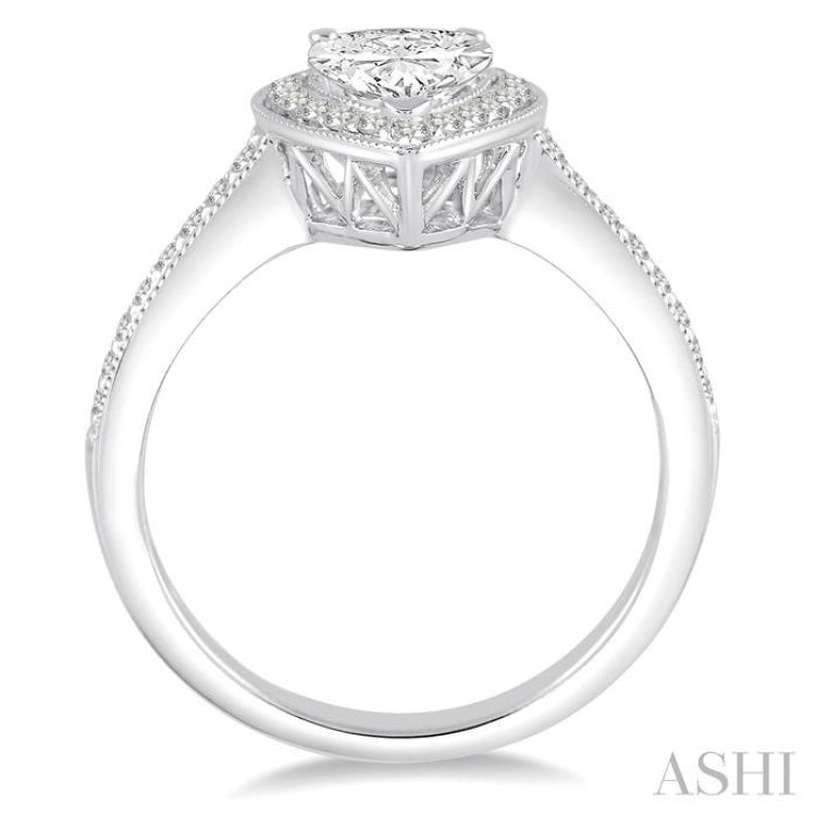 Pear Shape Semi-Mount Halo Diamond Engagement Ring