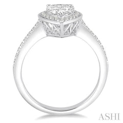 Pear Shape Semi-Mount Halo Diamond Engagement Ring