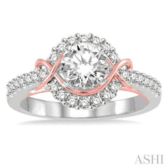 Round Shape Semi-Mount Halo Diamond Engagement Ring