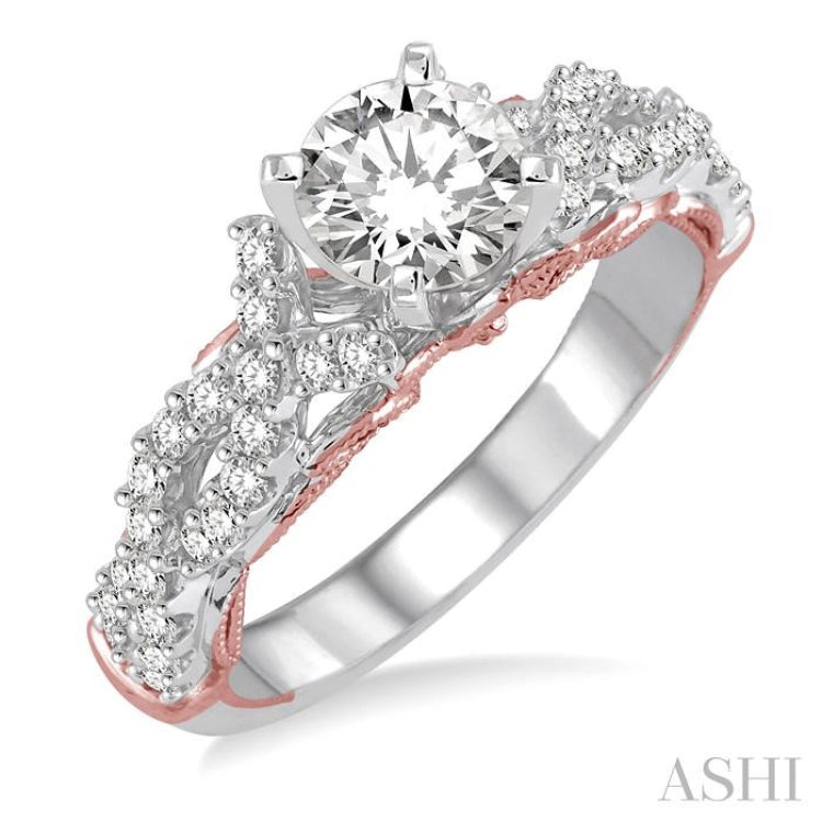 Round Shape Semi-Mount Diamond Engagement Ring