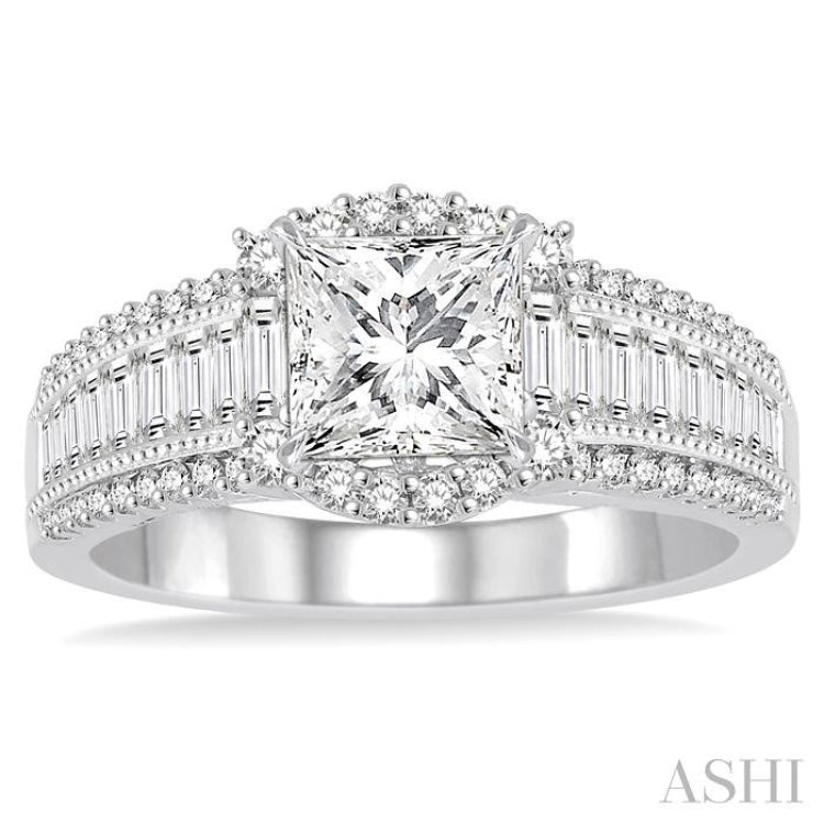 Princess Shape Semi-Mount Diamond Engagement Ring