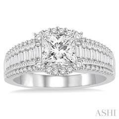 Princess Shape Semi-Mount Diamond Engagement Ring